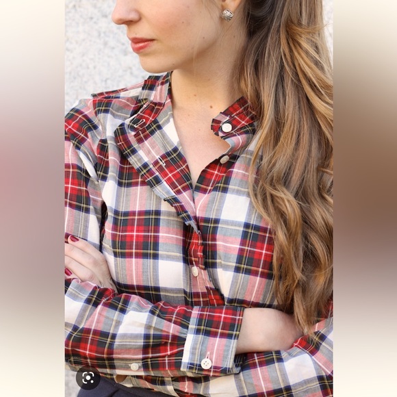 J. Crew Tops - J.Crew Holiday Plaid Shirt